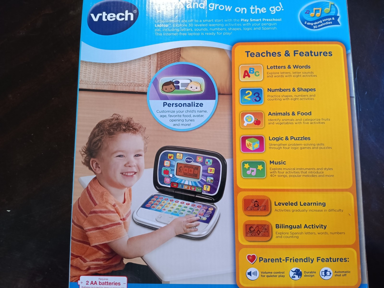 VTech Play Smart Preschool Laptop, Words Spelling Shapes Songs Melodies