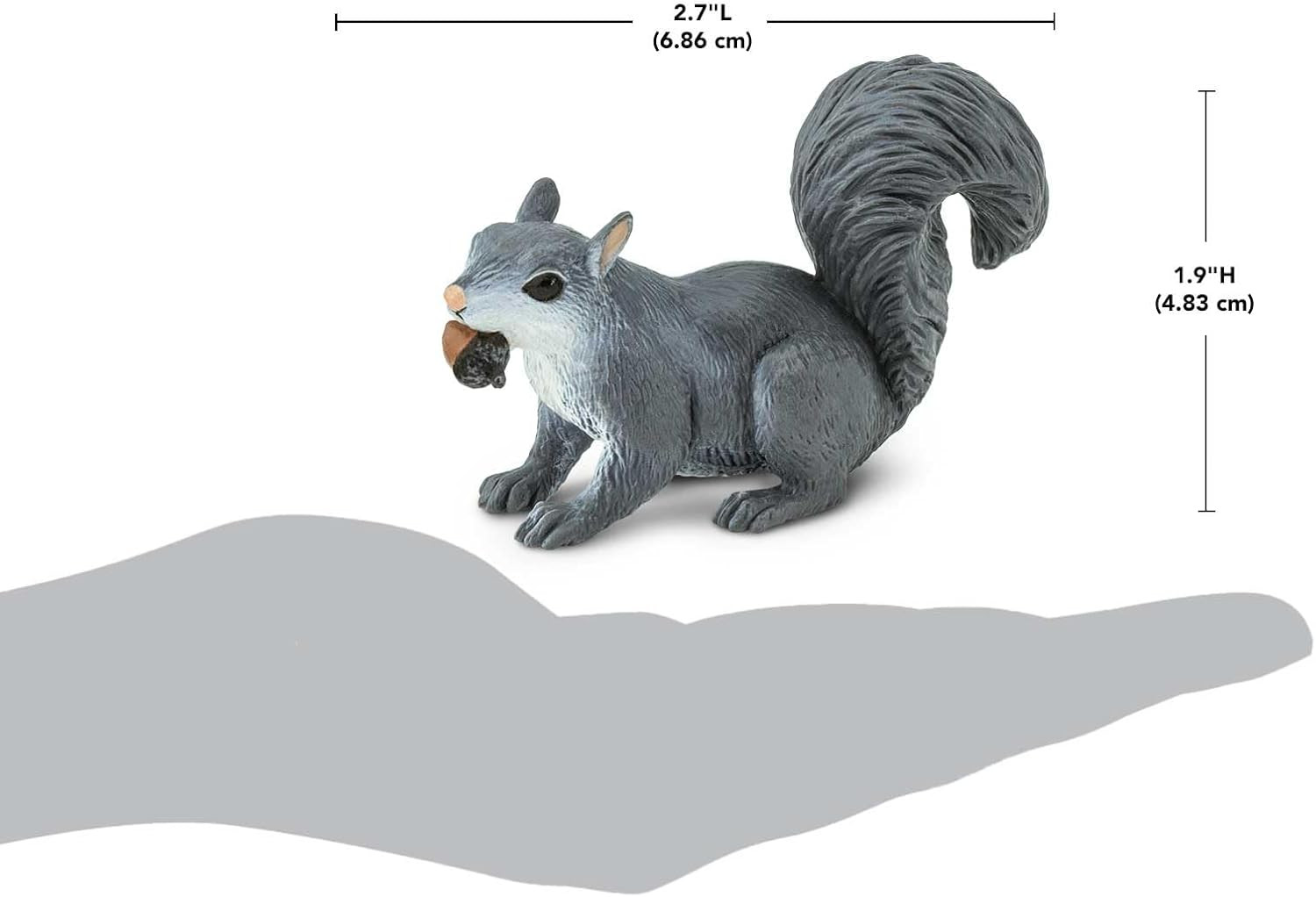 Gray Squirrel Figurine – Lifelike 3″ Wildlife Figure – Educational Toy for Boys,