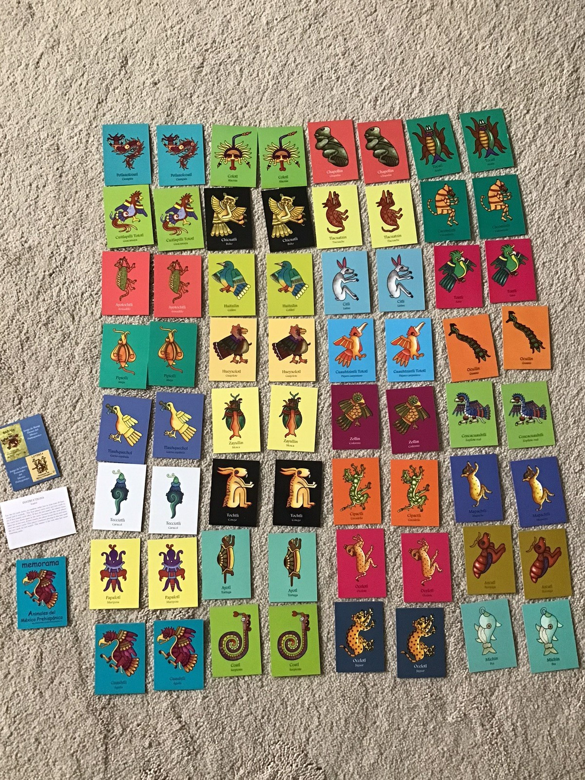 Memorama Animals of Pre-Hispanic Mexico 64 Cards Memory Matching Game in Case