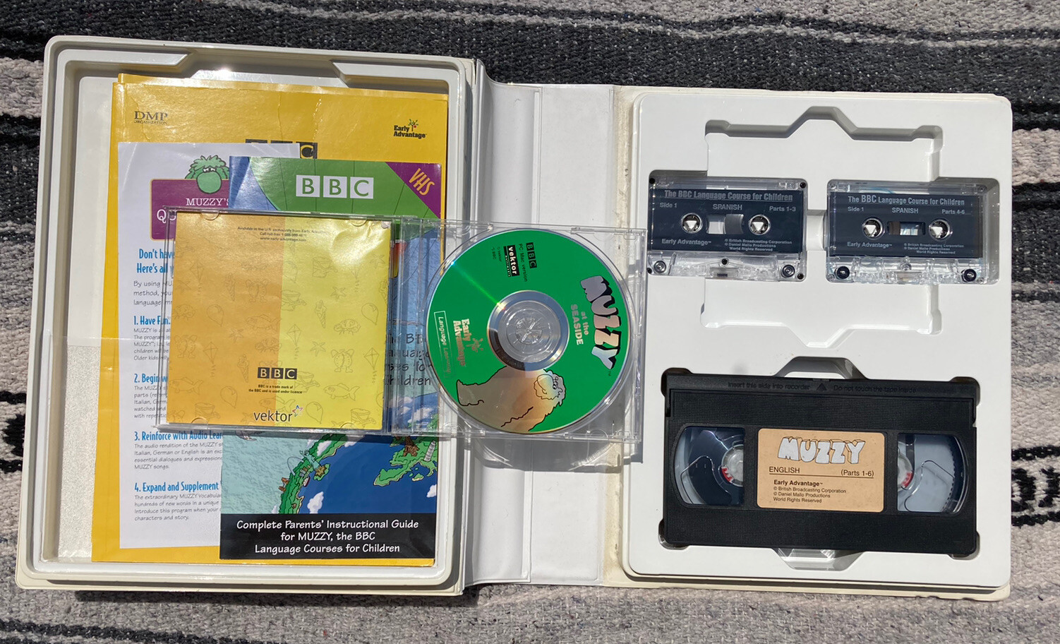 Muzzy~Spanish~BBC Language Course For Children~Early Advantage~VHS, CD, Tapes