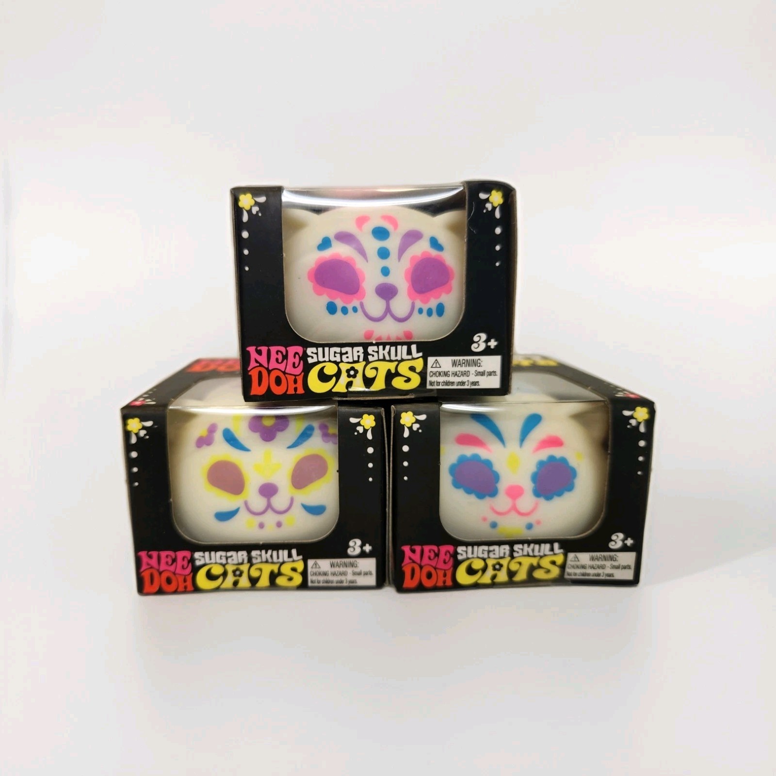 NeeDoh SUGAR SKULL CATS Set Of 3 All Colors Rare Hard To Find