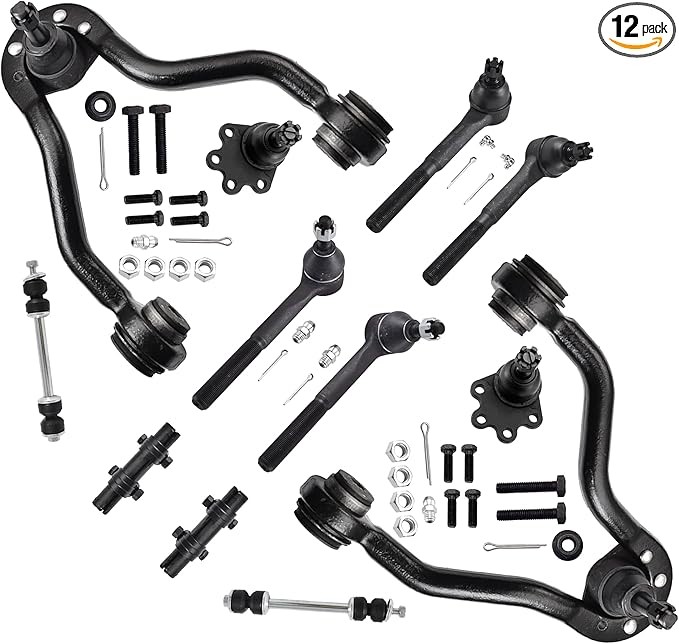 ASTARPRO 12pcs Suspension Kit Front Upper Control Arms and Lower Ball Joint/Tie