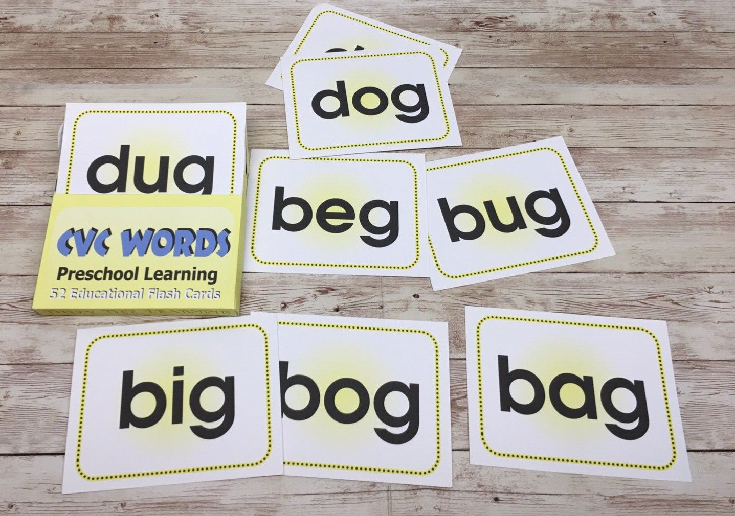 CVC Words – Busy Bee Preschool Learning – 52 Educational Flash Cards