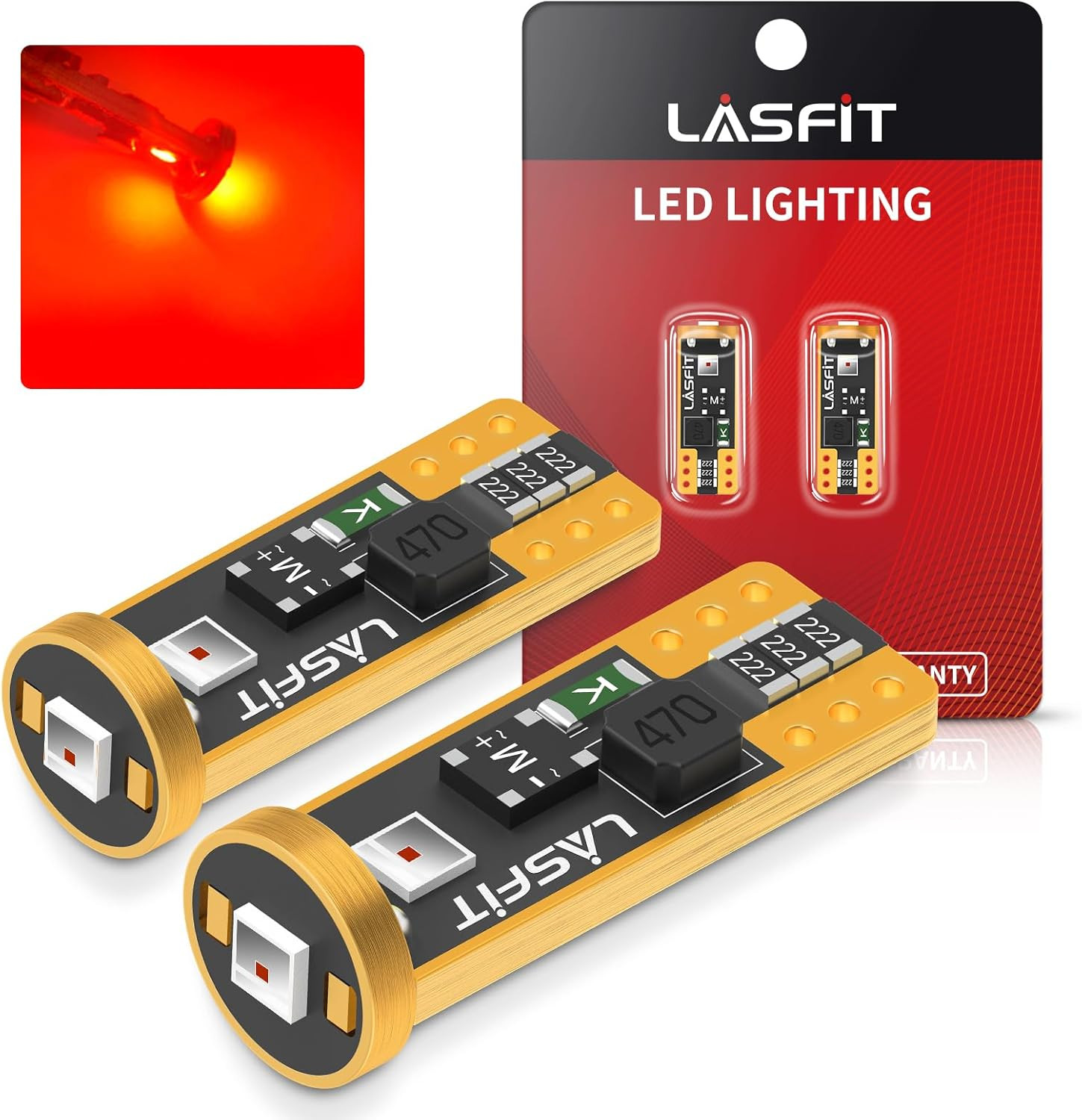 LASFIT 921 912 LED Bulb Red, Third Brake Center High Mount Stop Light, Canbus Er