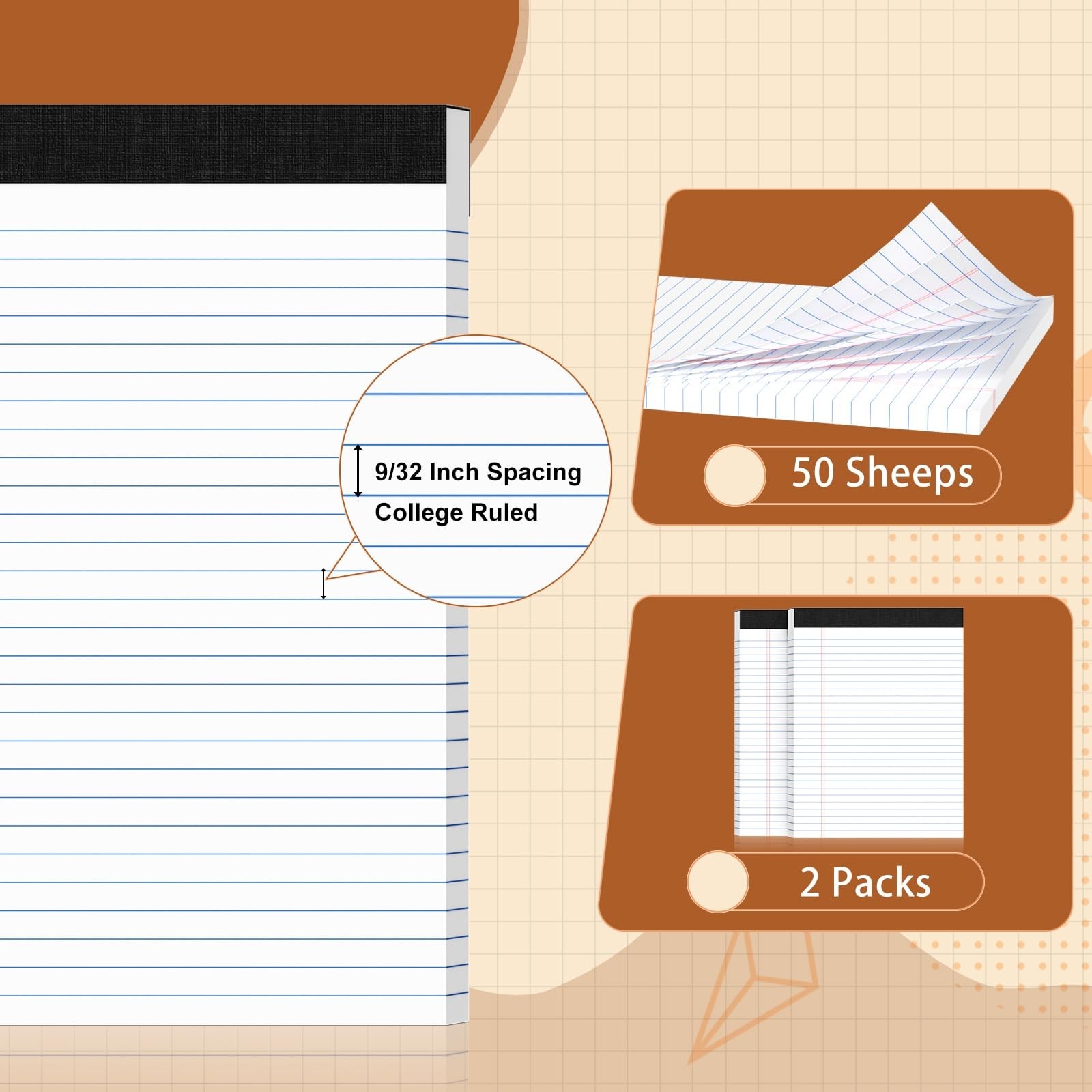 Legal Pads 8.5 X11, Narrow Ruled Notepads, 2 Pack, 50 Sheet/Pad, White Legal …