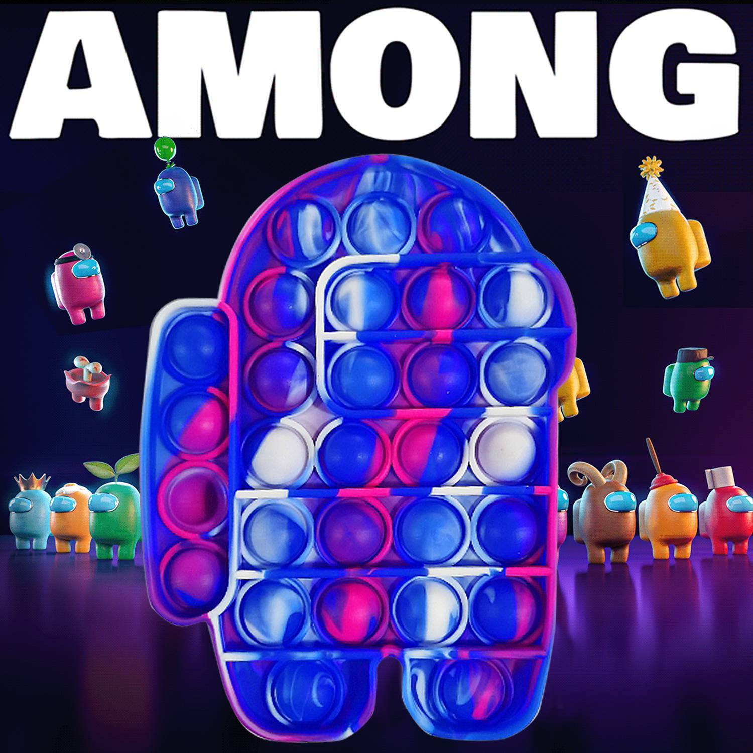 Among us Push Pop Silicone Sensory Fidget Toy Anti-Anxiety Stress Bubble IT Game