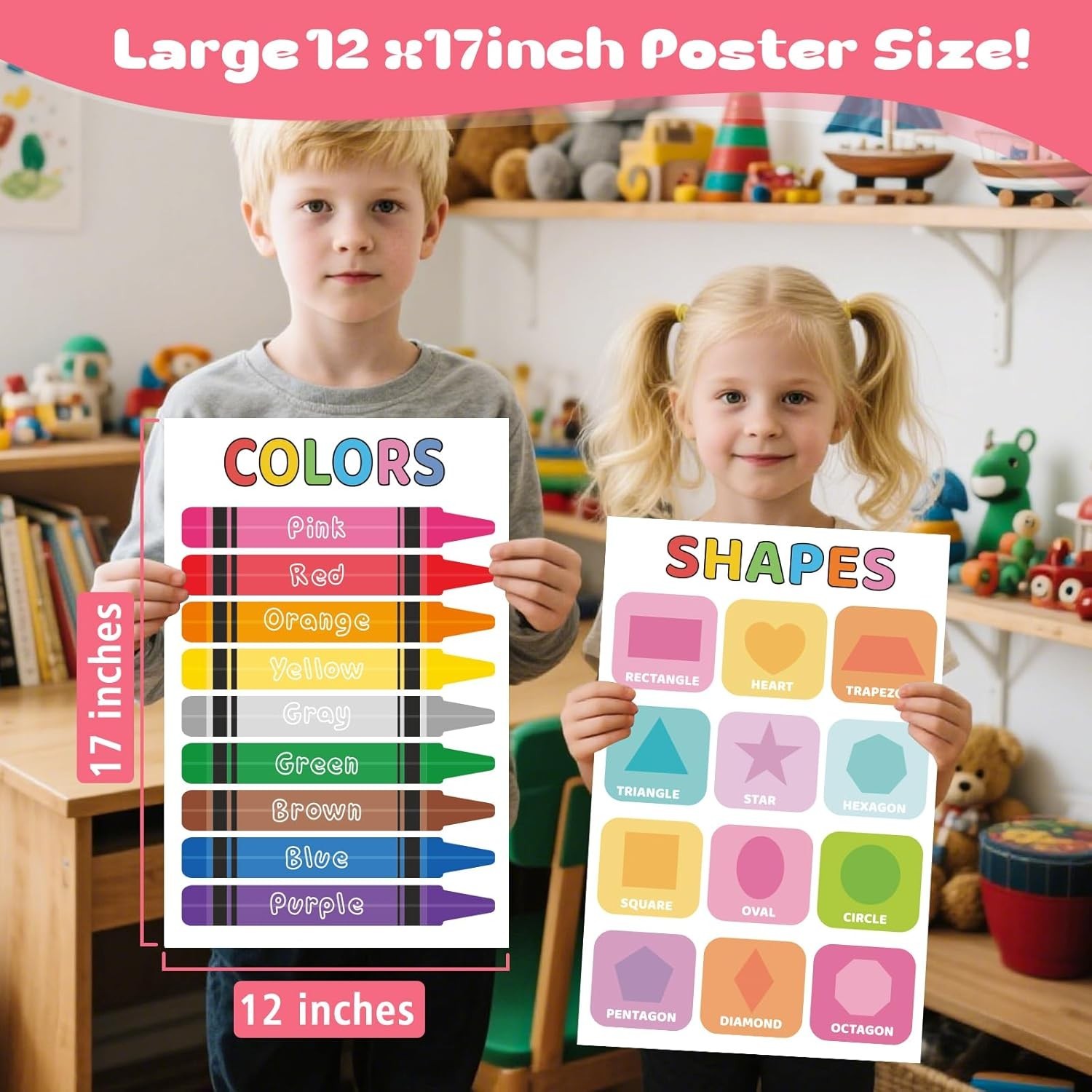 Essential 16 Educational Posters for Preschool Homeschool – Waterproof & Durable