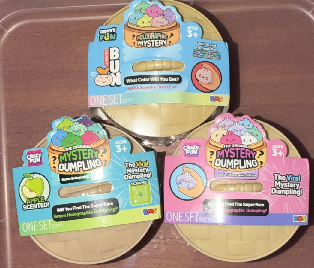 RMS Crazy Fun Viral Mystery Dumpling Holographic Bundle Pink Purple and Green X3