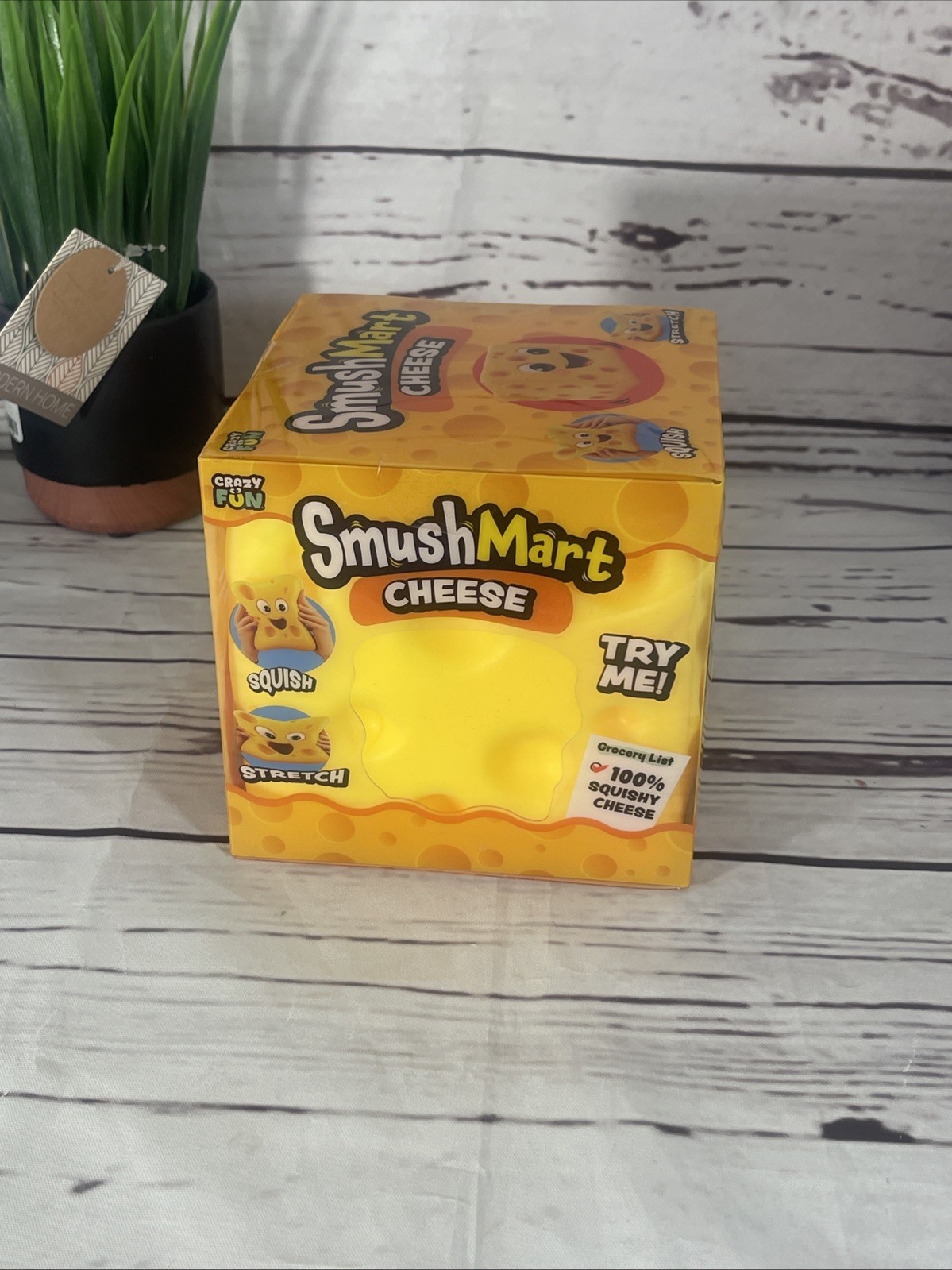 NEW Crazy Fun Smush Mart Cheese Squishy Toy – Food Fidget Squeeze Stress Ball