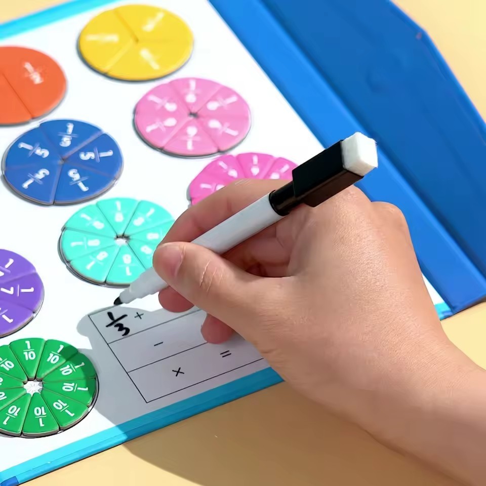 Magnetic Fraction Educational Puzzle Fraction Tiles and Circles, Equip Magnetic