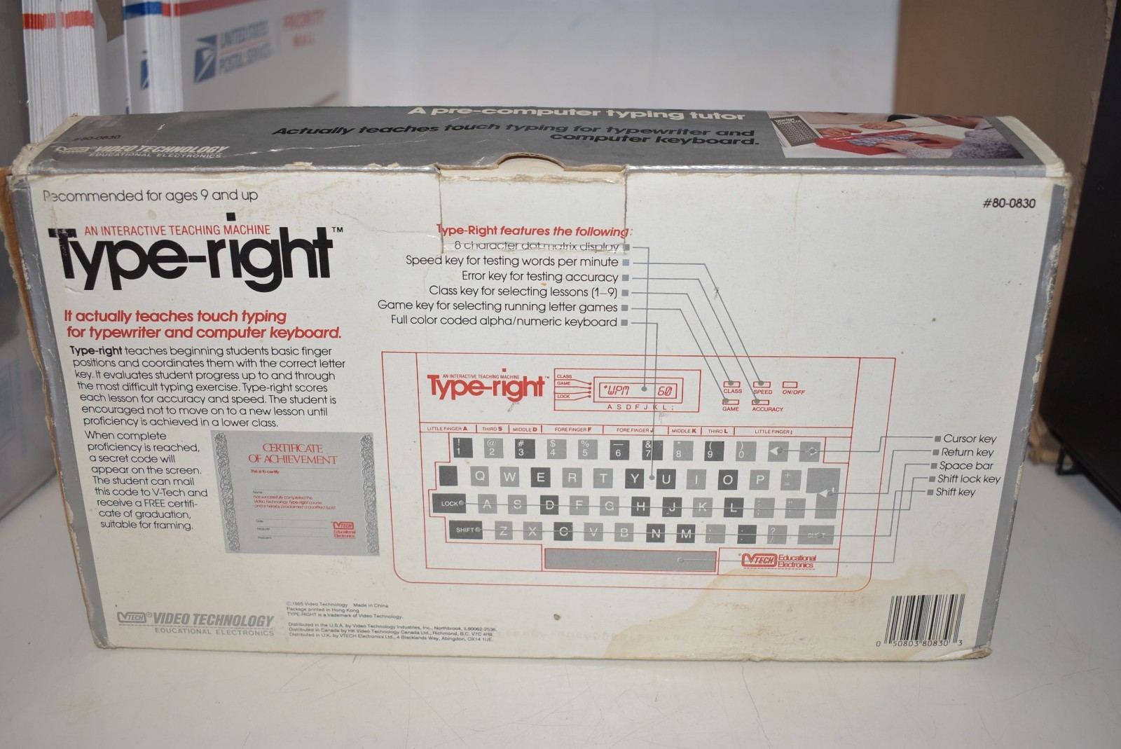 1985 V-Tech Type Right Educational Electronic Typing Tutor w/ Box & Book TESTED!