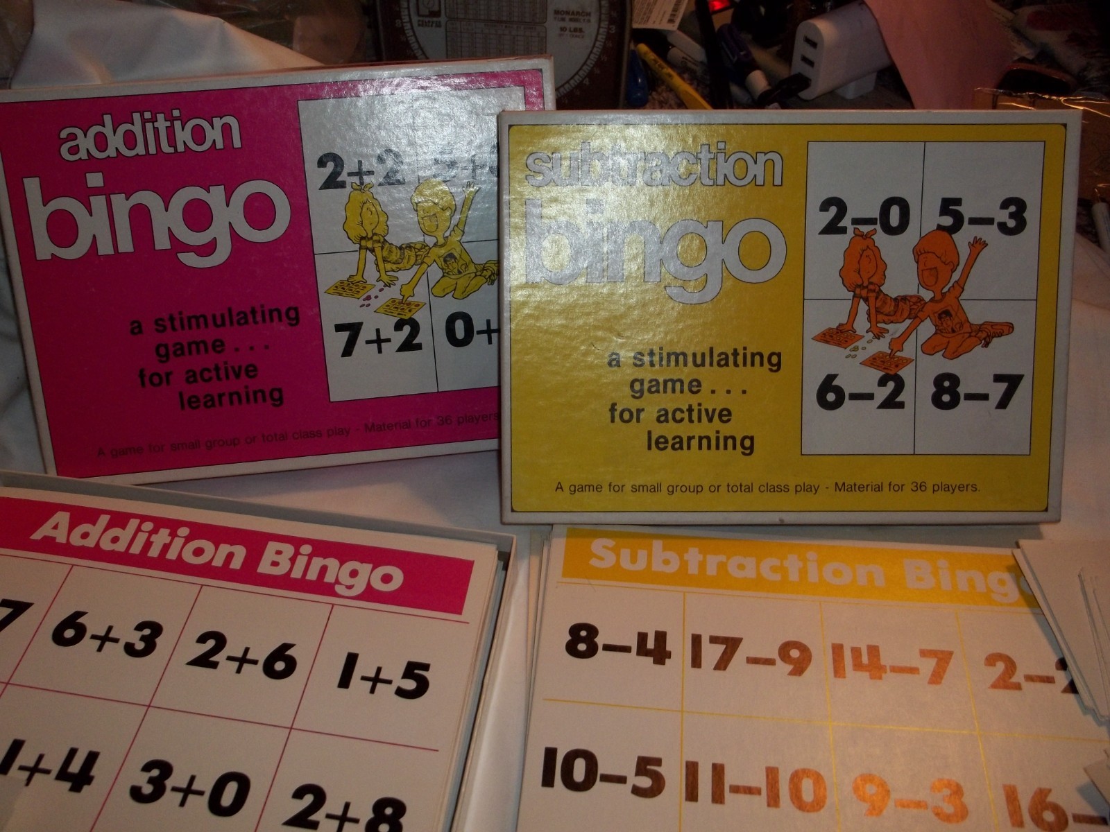 Vintage 1977 Addition & Subtraction Bingo Trend Enterprises 3 sets