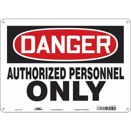 Condor 472L87 Safety Sign, 10 In Height, 14 In Width, Aluminum, Horizontal