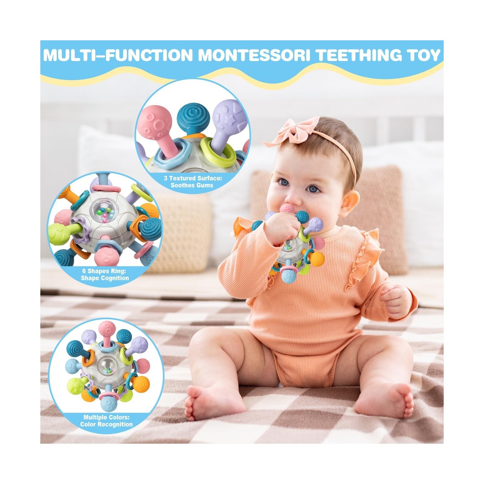 Baby Toys 6-12 Months, 6 in 1 Montessori Toys for 1 Year Old, Soft … Fast Ship