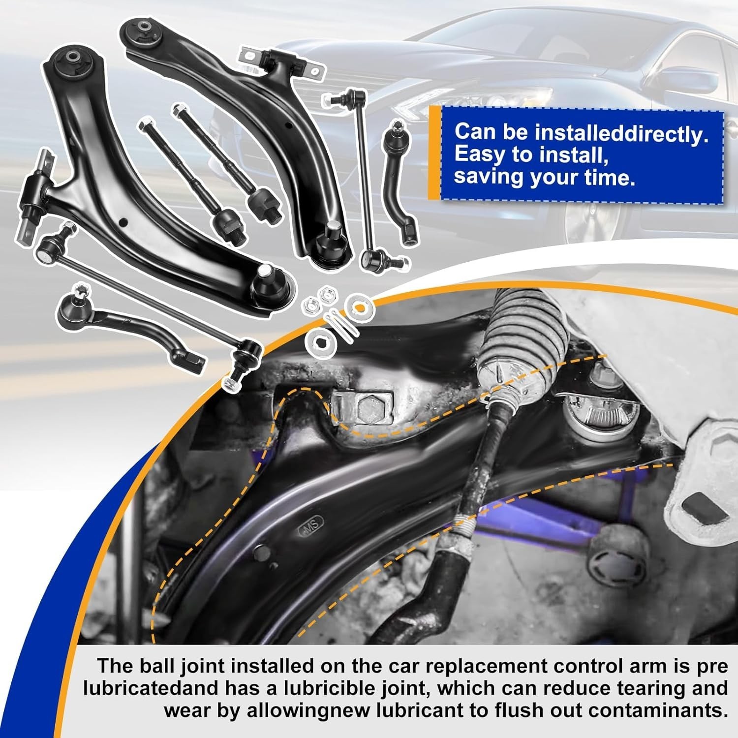 8pc Front Lower Control Arms – Suspension Kit for Nissan Rogue 2008-2013 &