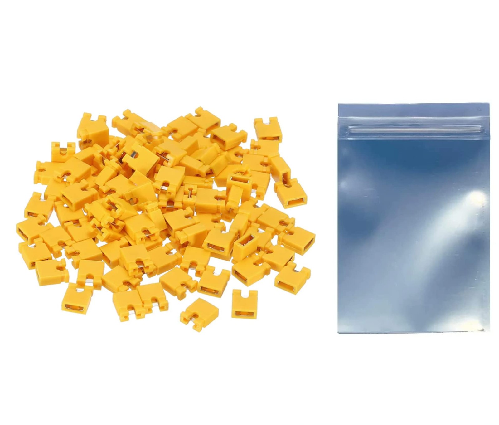 California JOS 100 PCS Jumper Caps Kit 2.54mm Standard 100 PCS, Yellow