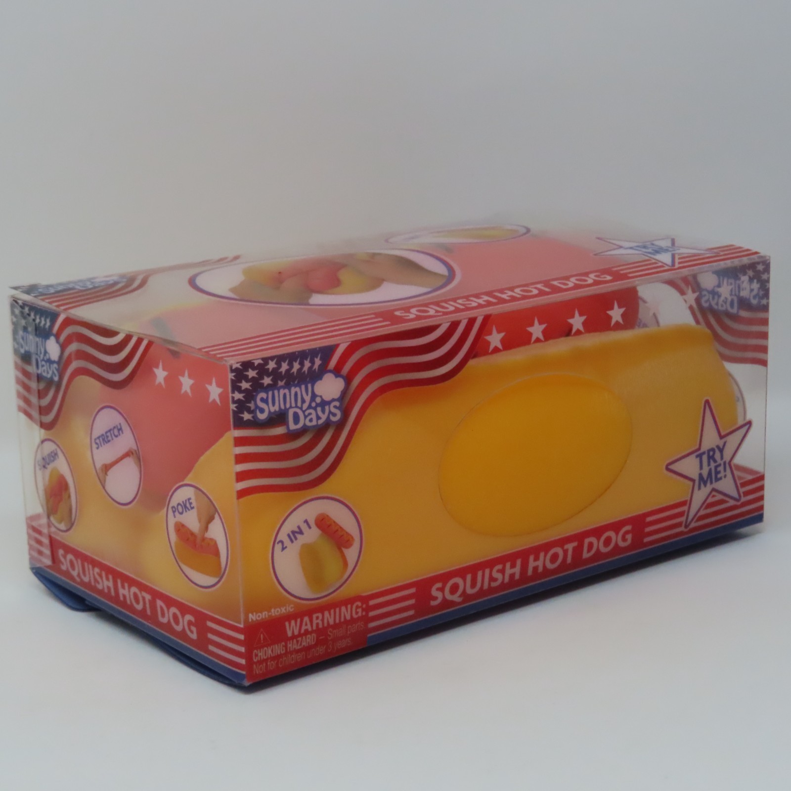 Sunny Days Squish Hot Dog 2-in-1 Squishy Sensory Toy Viral Squeeze NIP