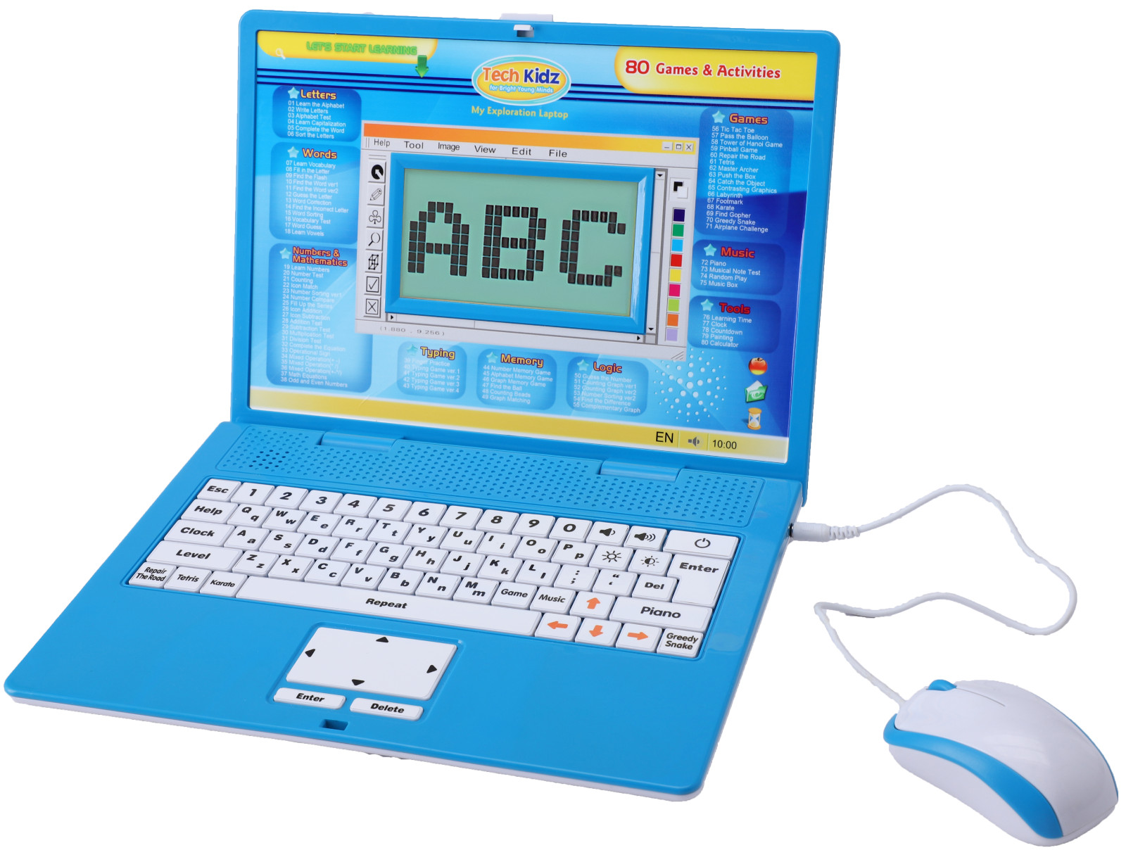 Tech Kidz Toy Computer Laptop Computer 80 Challenging Learning Activities (Blue)