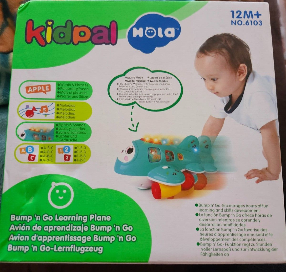 Musical Airplane Toy W/Melodies, Sounds, Alphabet Learn to Count & More!