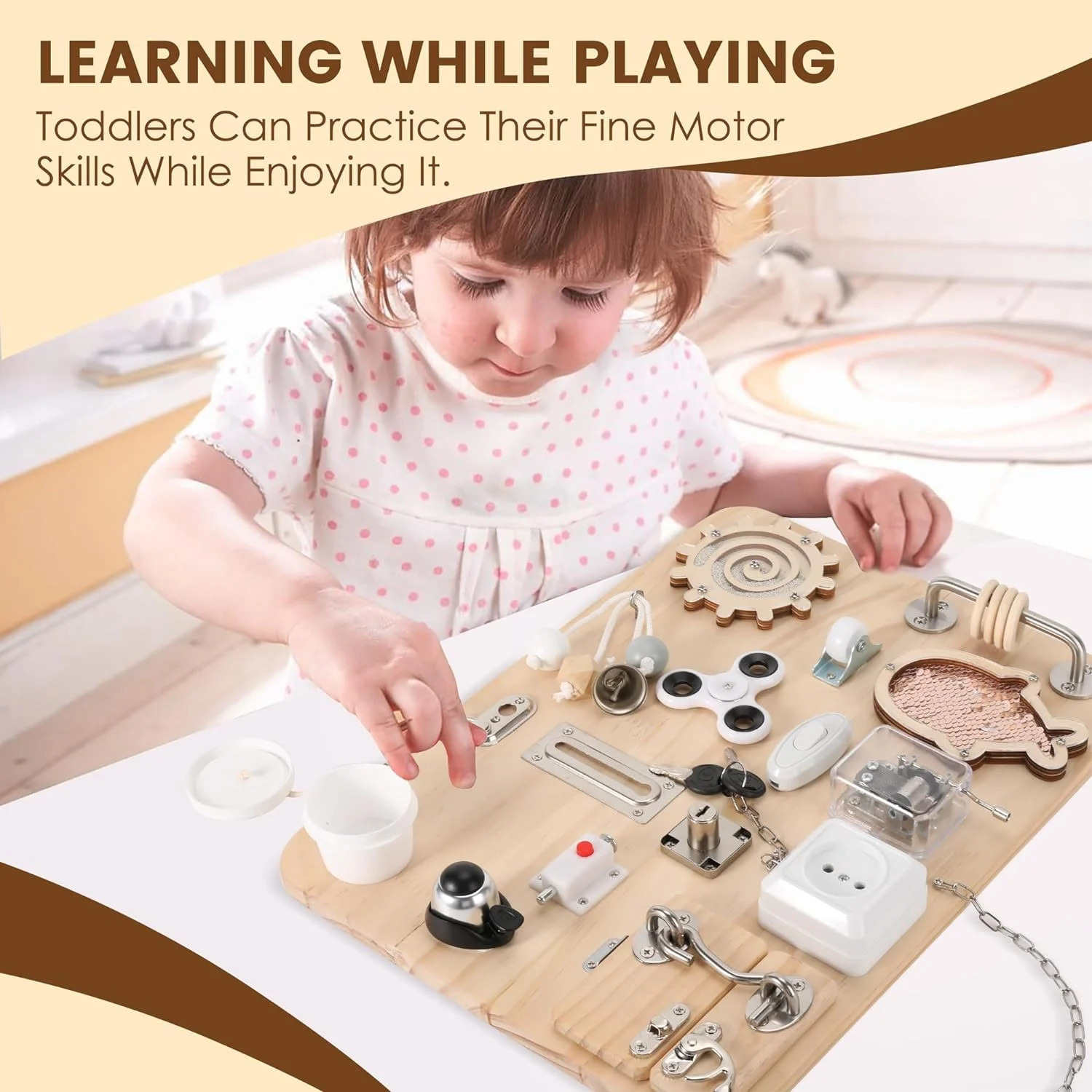 Wooden Montessori Busy Board Sensory Activity Toys for Autism ADHD Kids Toddlers