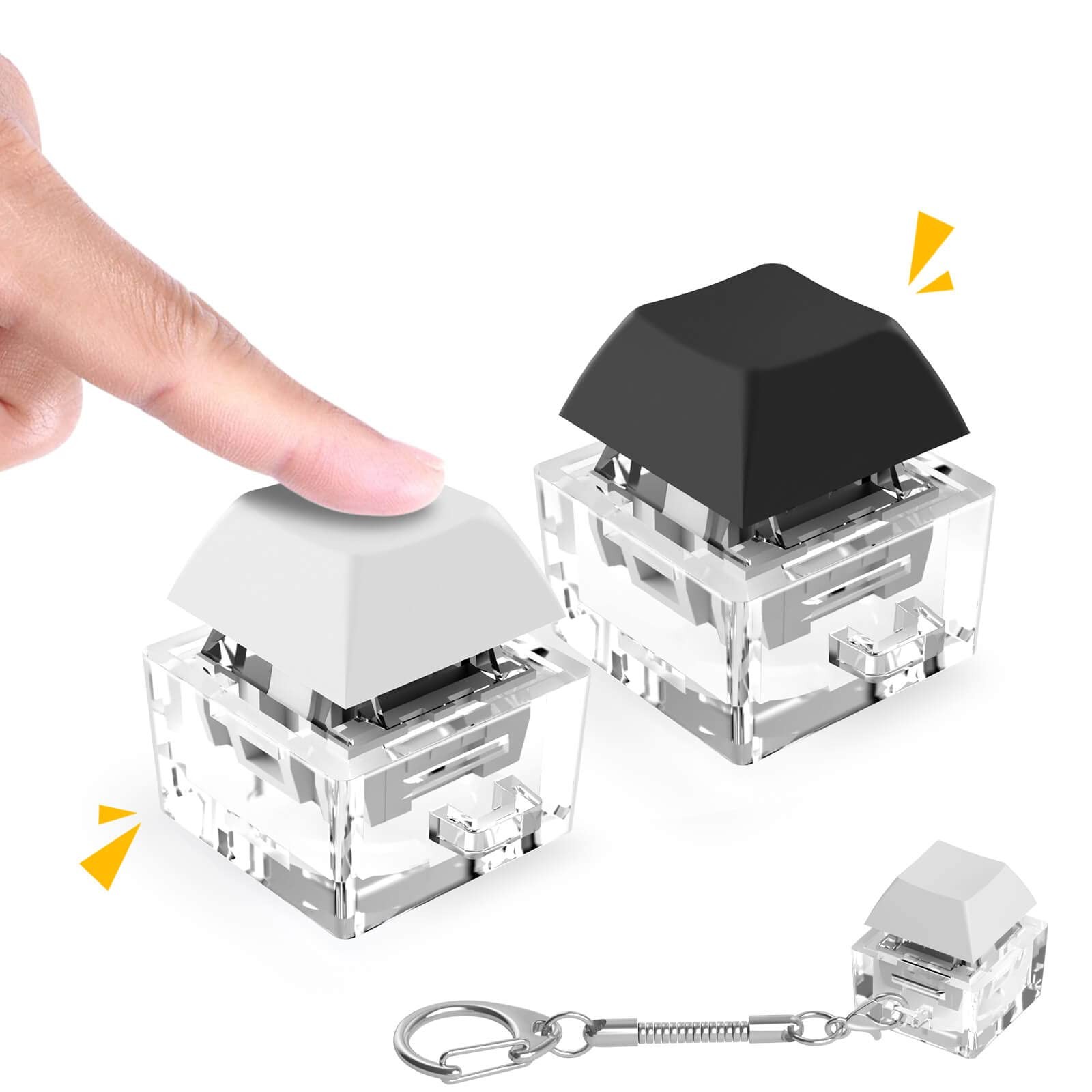Kabvry Keyboard Fidget Keychain Clicker, Small, Black and White