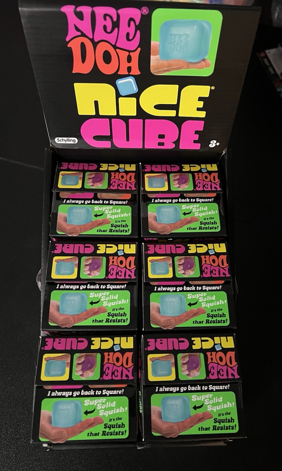 Full Case Of NeeDoh Nice Cube Display All 3 Colors Lot (12)