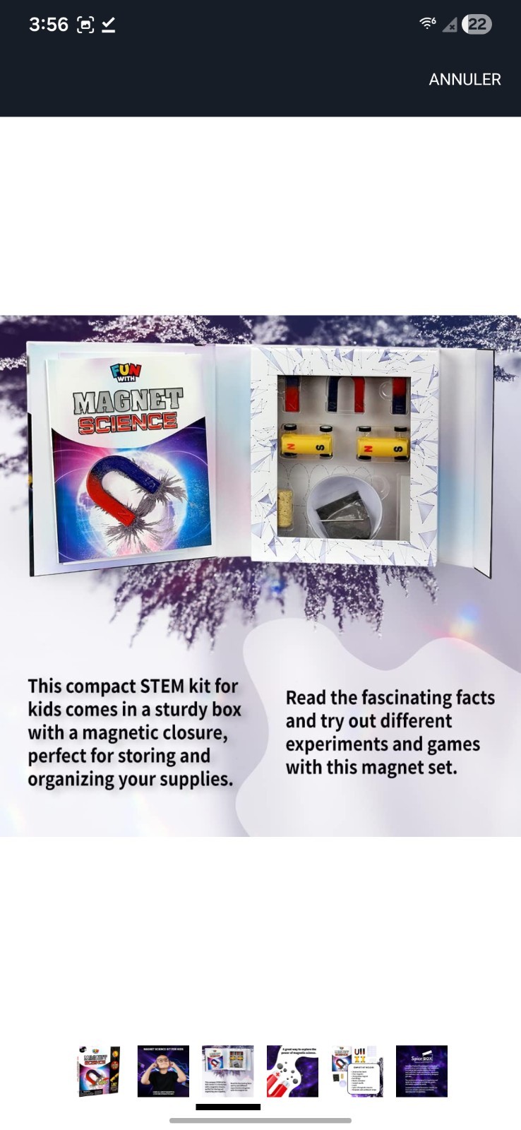 SpiceBox Magnet Science Kit Ages 8+ Bar Magnets, Horseshoe Magnet, Iron Filings