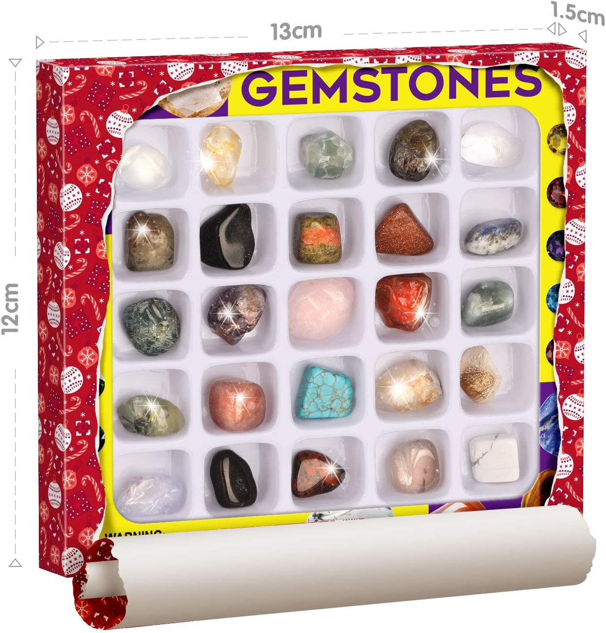 Science Gifts for Kids Boys Girls Geology Kit Gift Gemstone Collection Box 25QTY