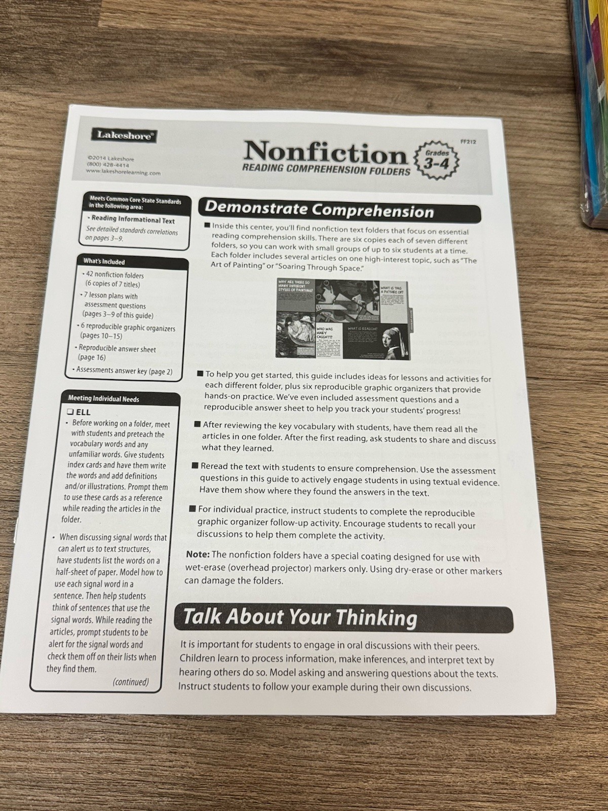 EUC Lakeshore Nonfiction Reading Comprehension Folders Grade 3-4 Complete FF212