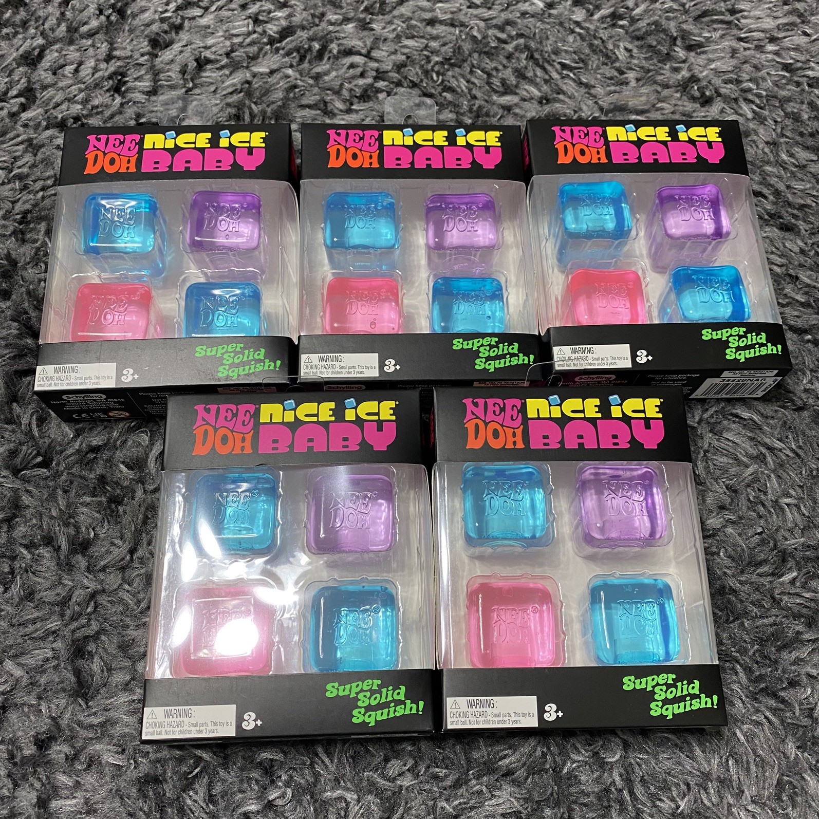 NEW NeeDoh Nice Ice Baby 4 pack Pink Blue Purple Cube Lot of 5