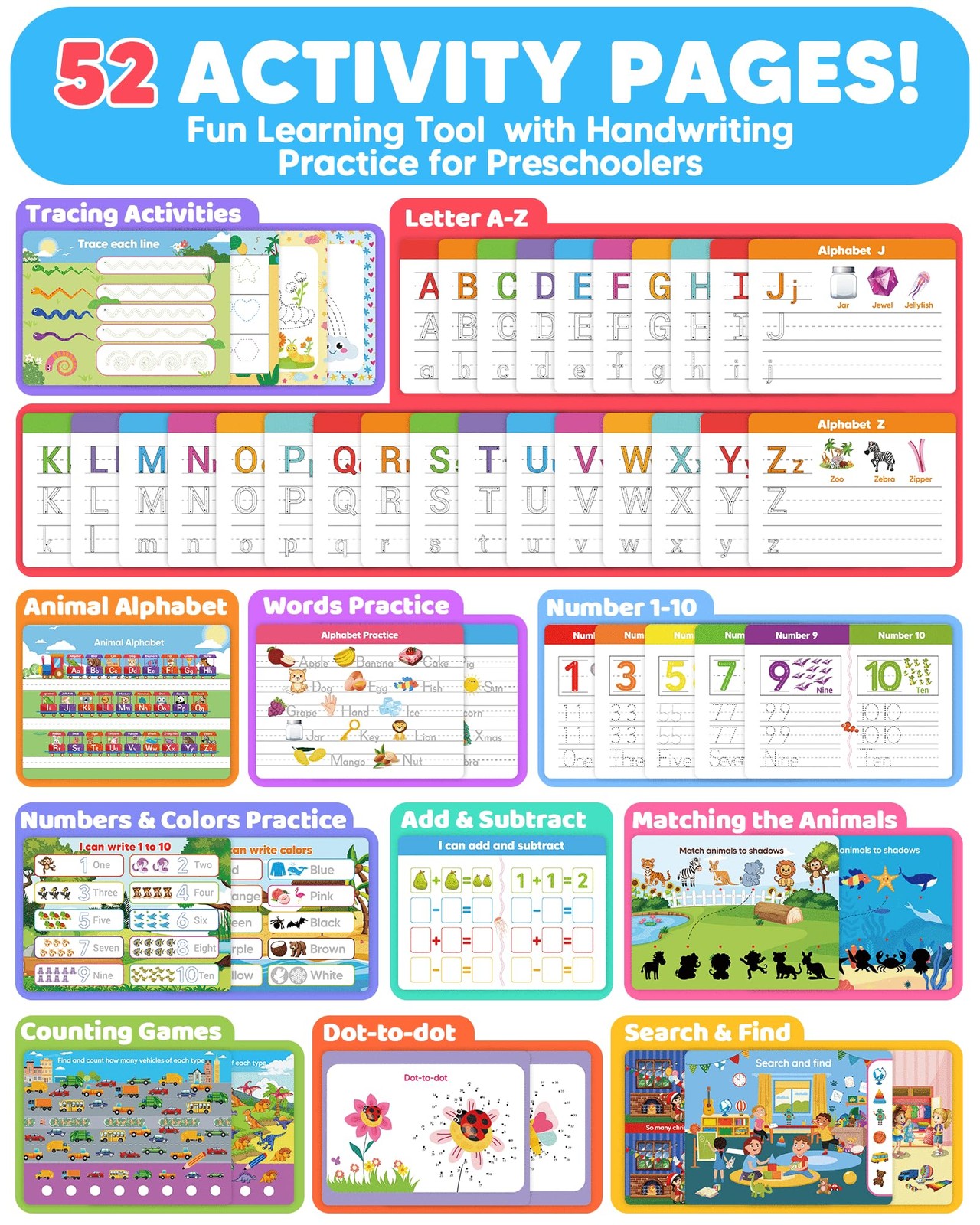 Preschool Learning Activities Kindergarten Large, Red, Blue, Green, Yellow