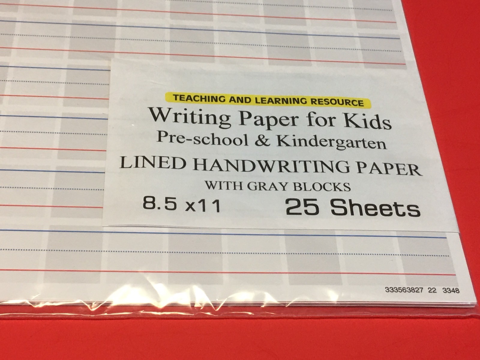 Writing Paper for Kids – Lined Handwriting Practice w/ Gray Blocks 25 sheets