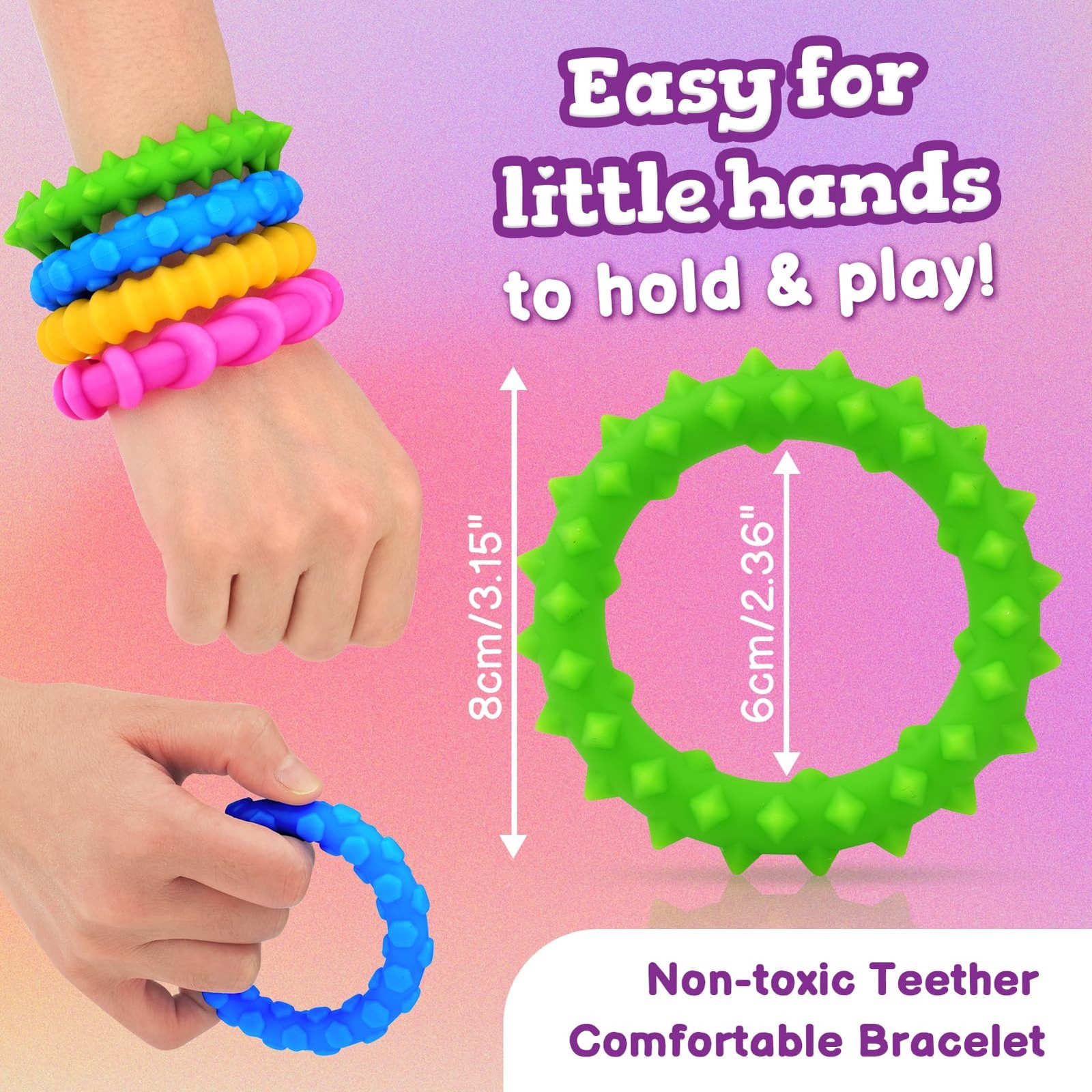 Sensory Fidget Toys Kids Toddlers – 4 Pack Chew 0.63 inches, Colorful