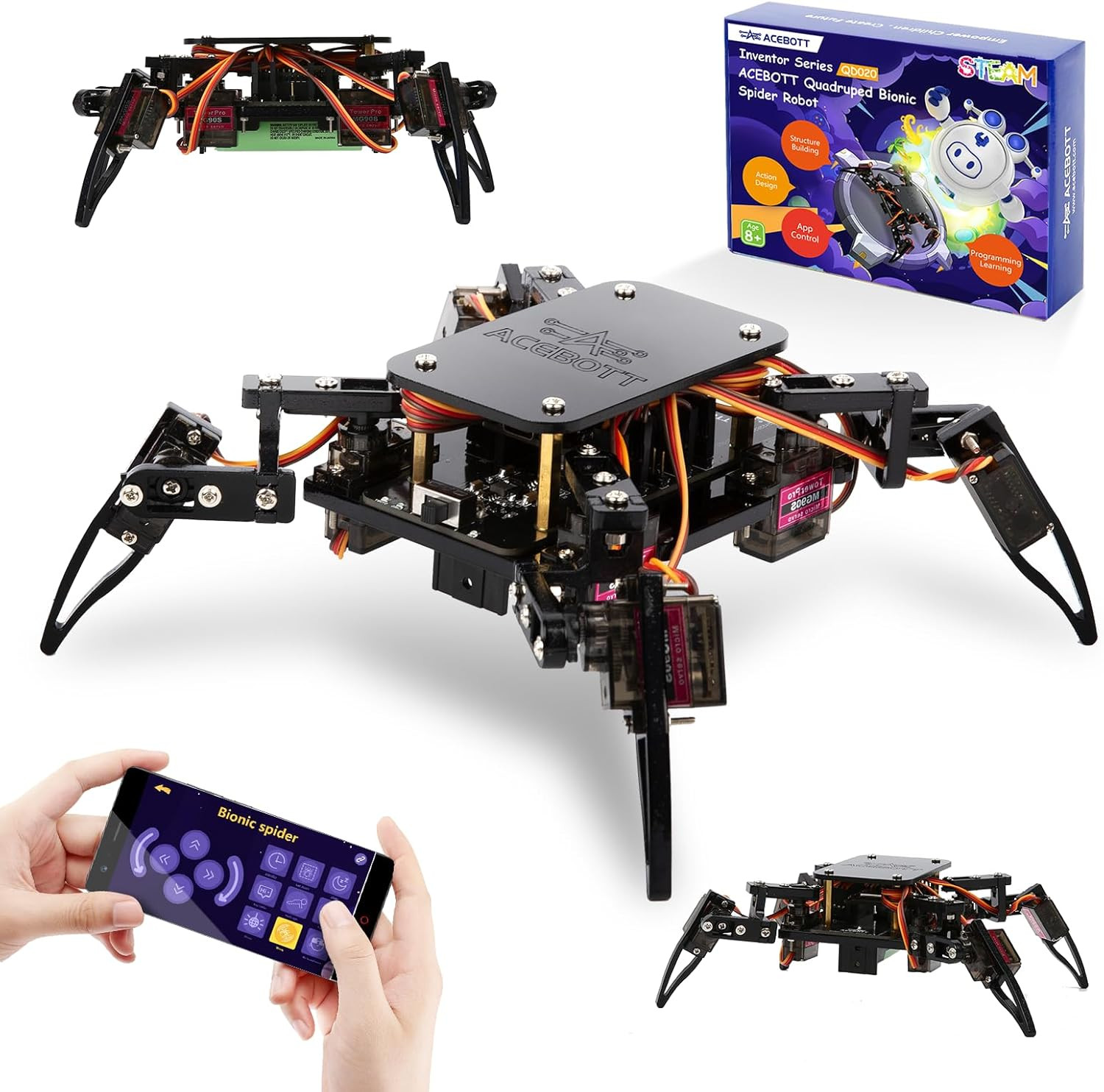 ESP8266 Spider Robot Kit – STEM Fun for Teens & Adults, App Controlled Toy