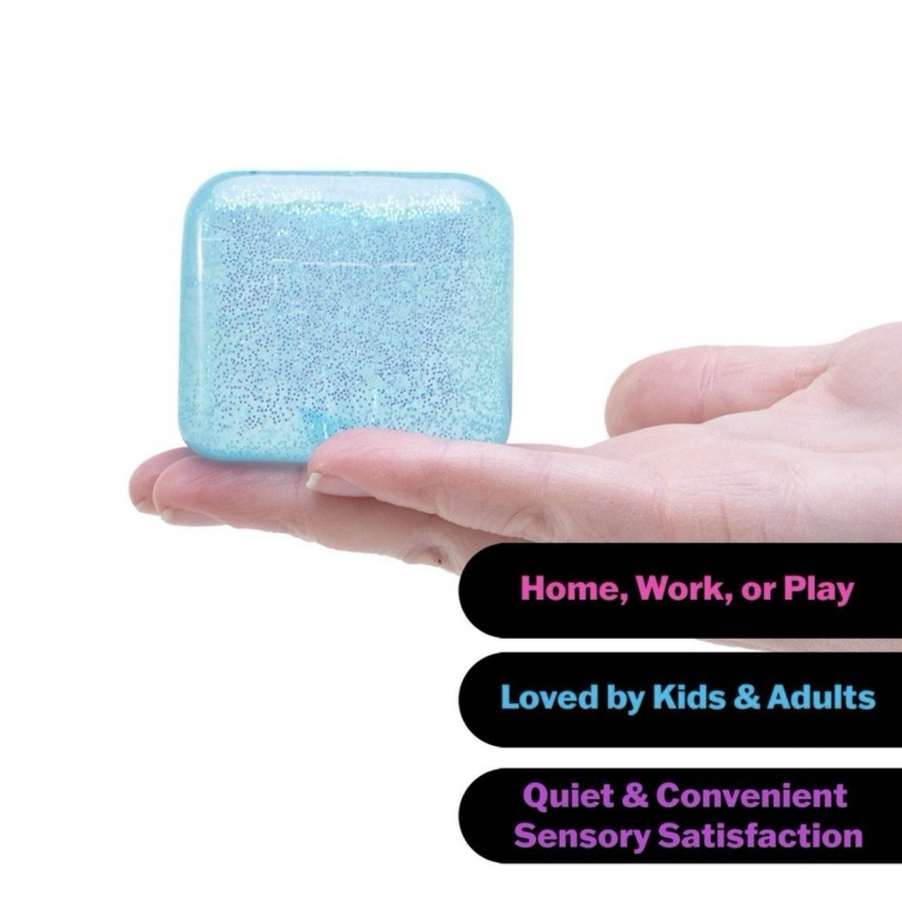 NeeDoh Nice Cube Glitter and Glow Nee Doh Squishy BLUE NEW