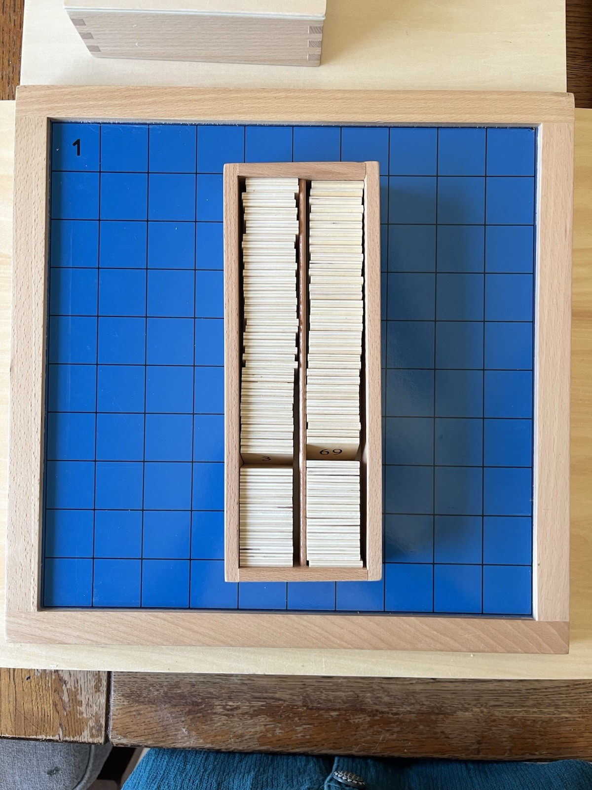 Montessori Wooden Math Materials Lot Stamp Game Board Cards Counters Rods Box