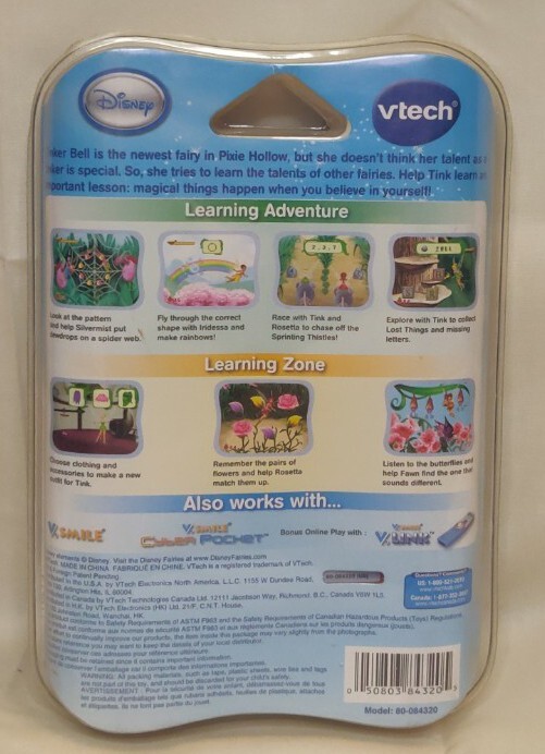Vtech VSmile Motion Active Learning System Disney Fairies Tinker Bell New in Box