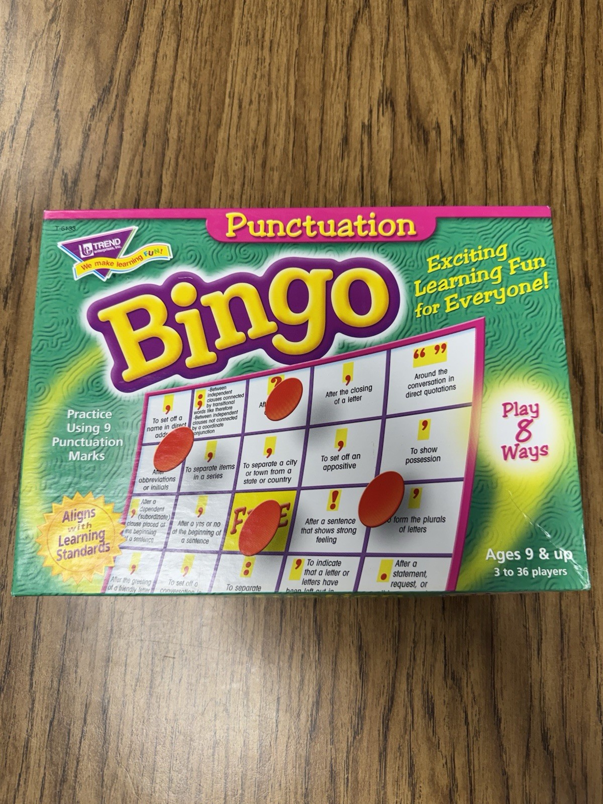 Trend Enterprises Punctuation Bingo Game; Ages 7 & Up; 3 To 36 Players Teacher