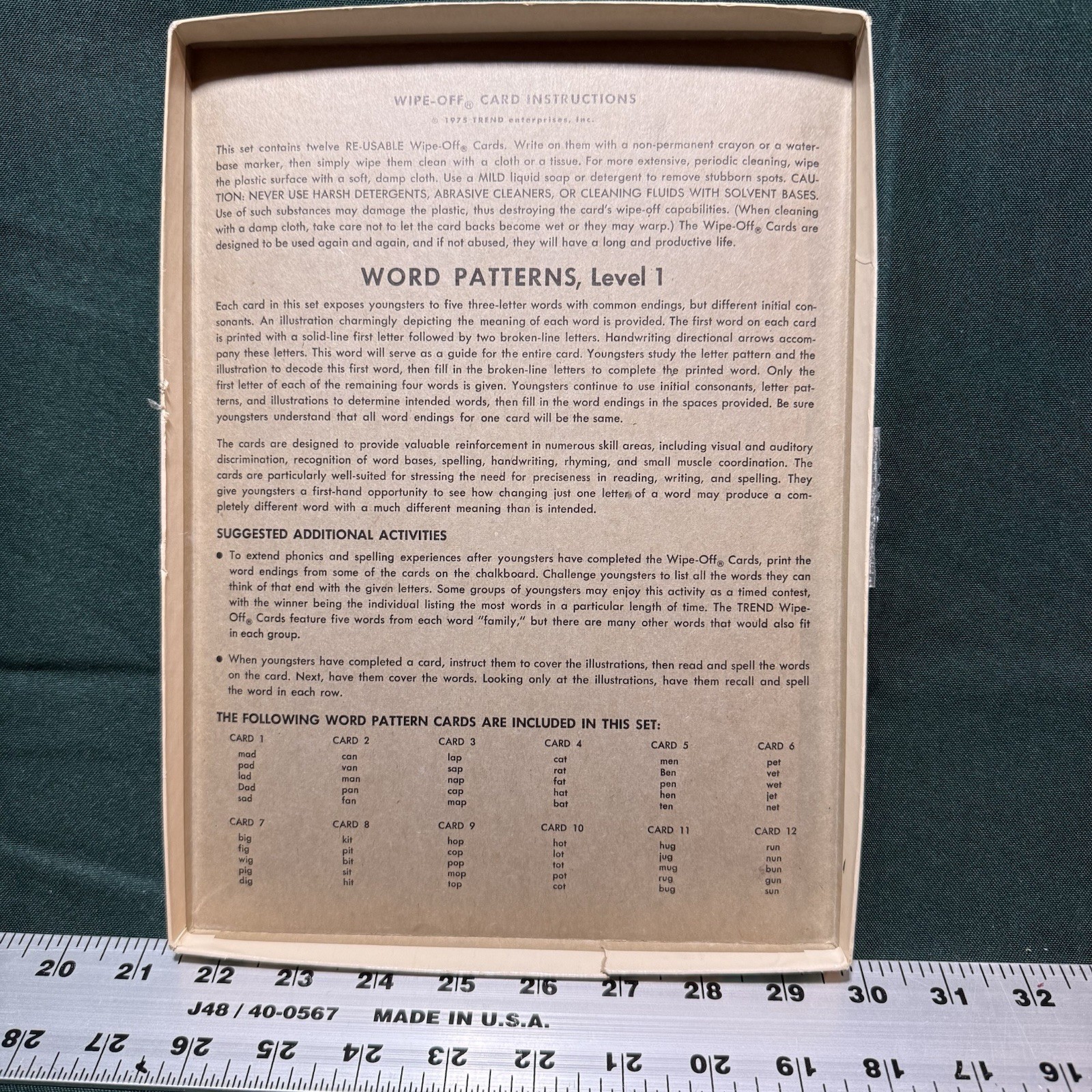 ‘Vintage Trend Enterprises “Word Patterns” Wipe-Off Cards T-135 Dry Erase Boards