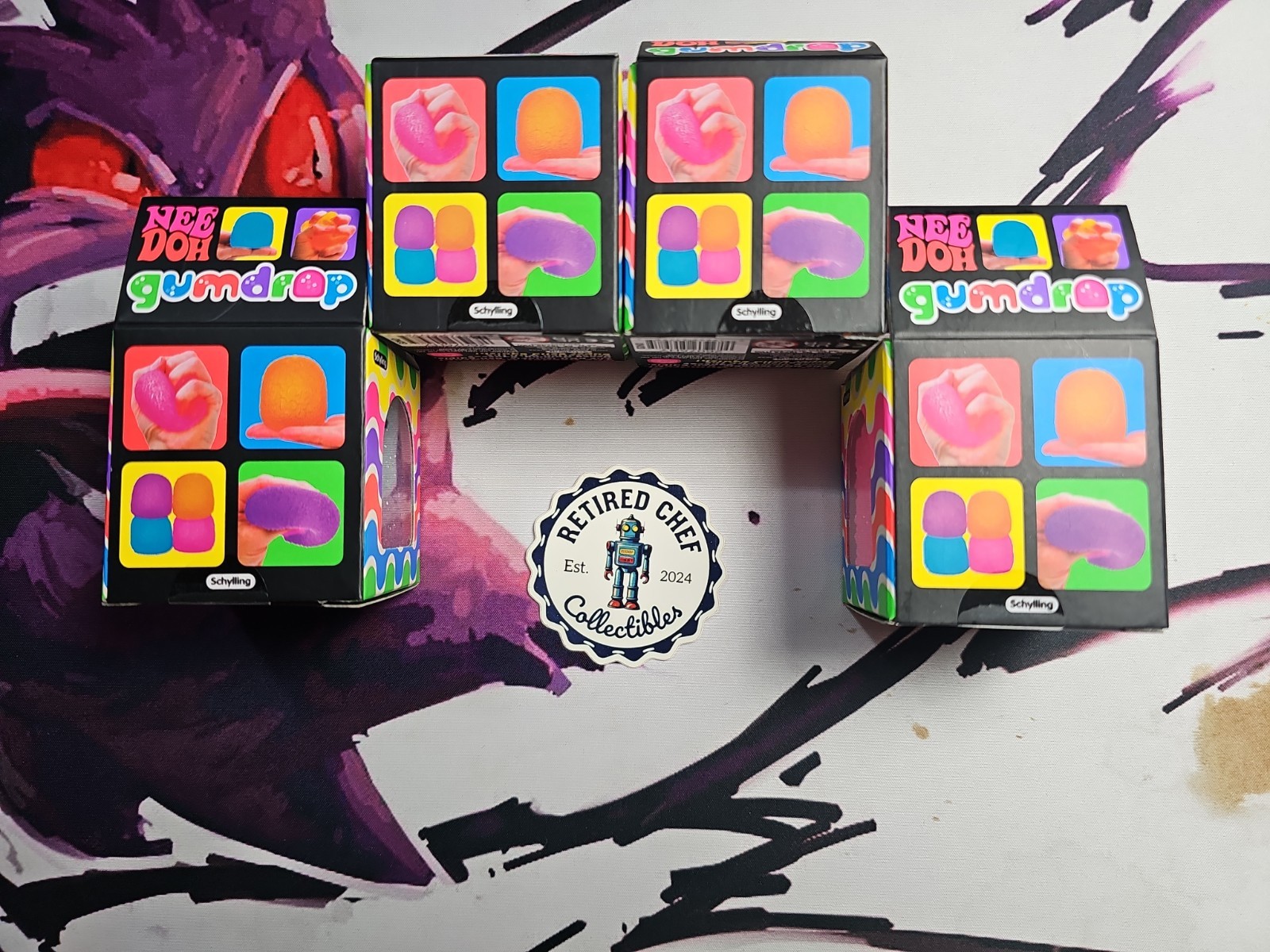 Nee Doh Lot Of 4. Full Set Of Gumdrop Purple, Pink, Blue & Orange 100% Authentic