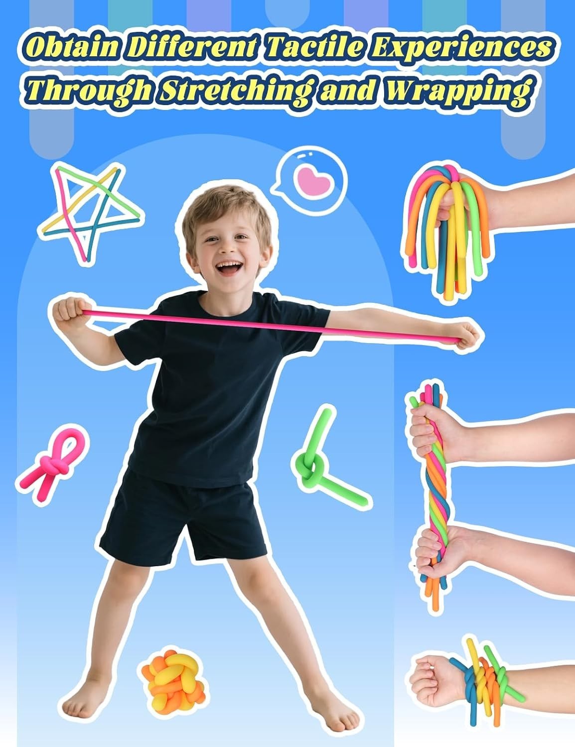 10 Pack Sensory Toys for Kids – Upgraded Extra-Thick Stretchy Sensory Strings…