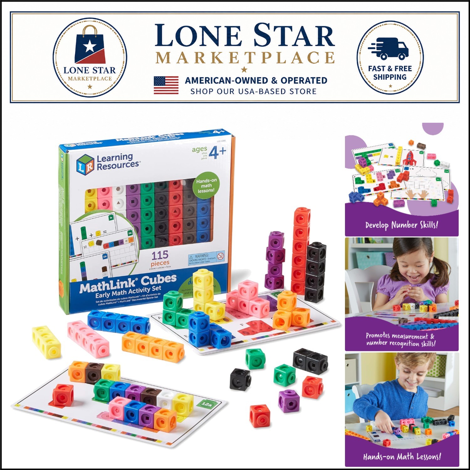 Hands-On MathLink Cubes Activity Set – 115 Pieces, Perfect for Homeschooling