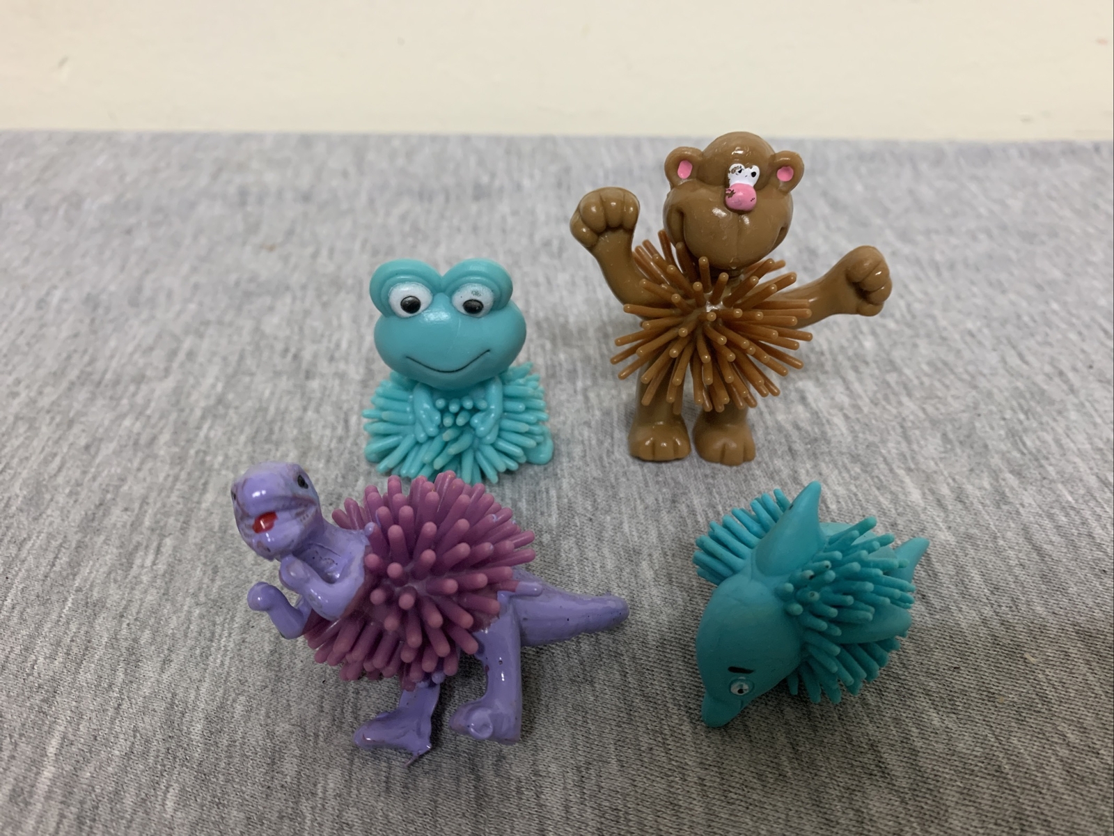 Vintage Lot Koosh Toy Animal Figures Frog, Dolphin, Bear, Dinosaur