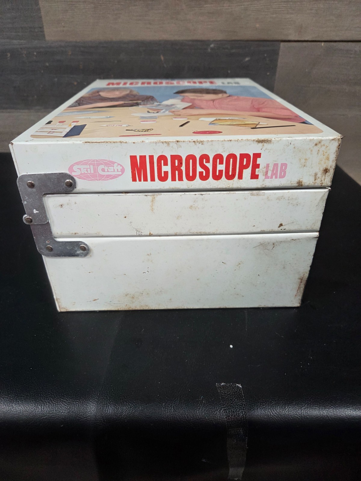 1960’s ​Vintage Skil Craft Microscope lab science toy hobby metal case