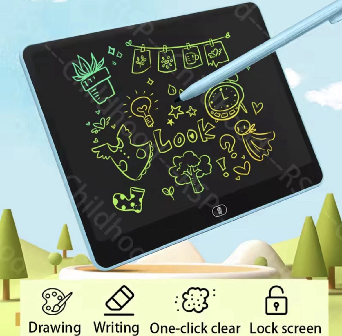 11 Inch LCD Writing Tablet Drawing Board w/ Stylus Pen, One-Click Clear, Lock