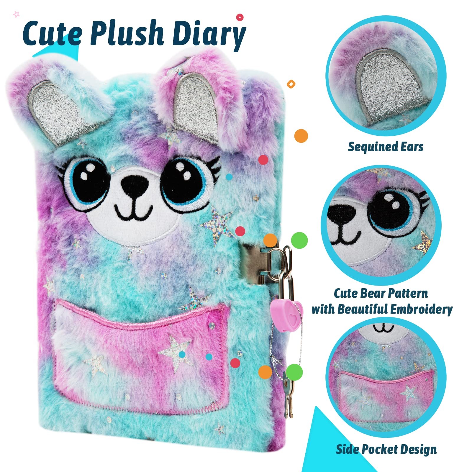 SuperStyle Journal Diary, Gift for 6 7 8 Years Old Girls, Bear Notebook
