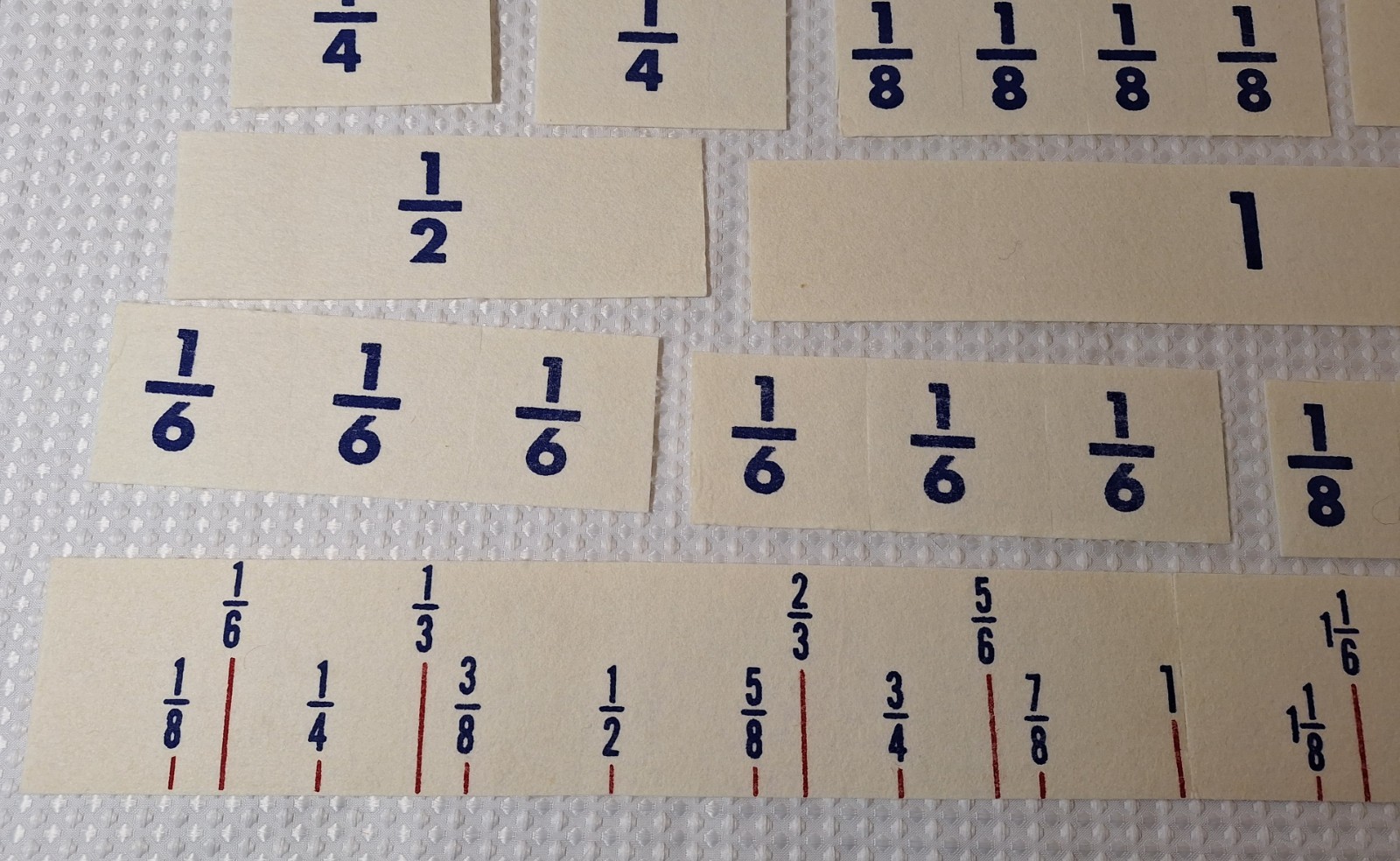 Vintage 1967 INSTRUCTO Flannel Board Visual Aids Fractional Number Line Felt 251