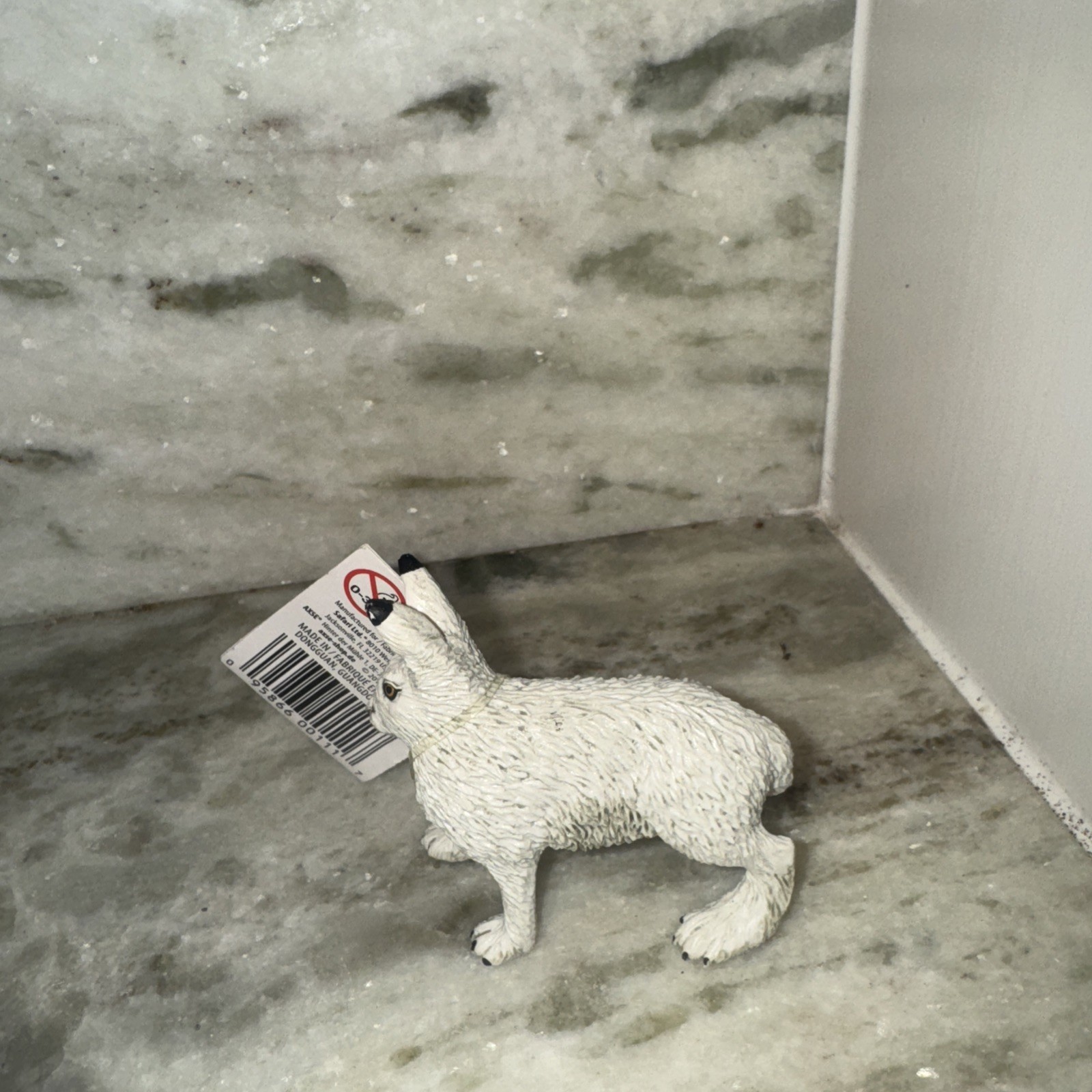 White Rabbit Toy, Arctic Hare, Hand Painted Rubber Toy 2.5 Inches CH876 BB199