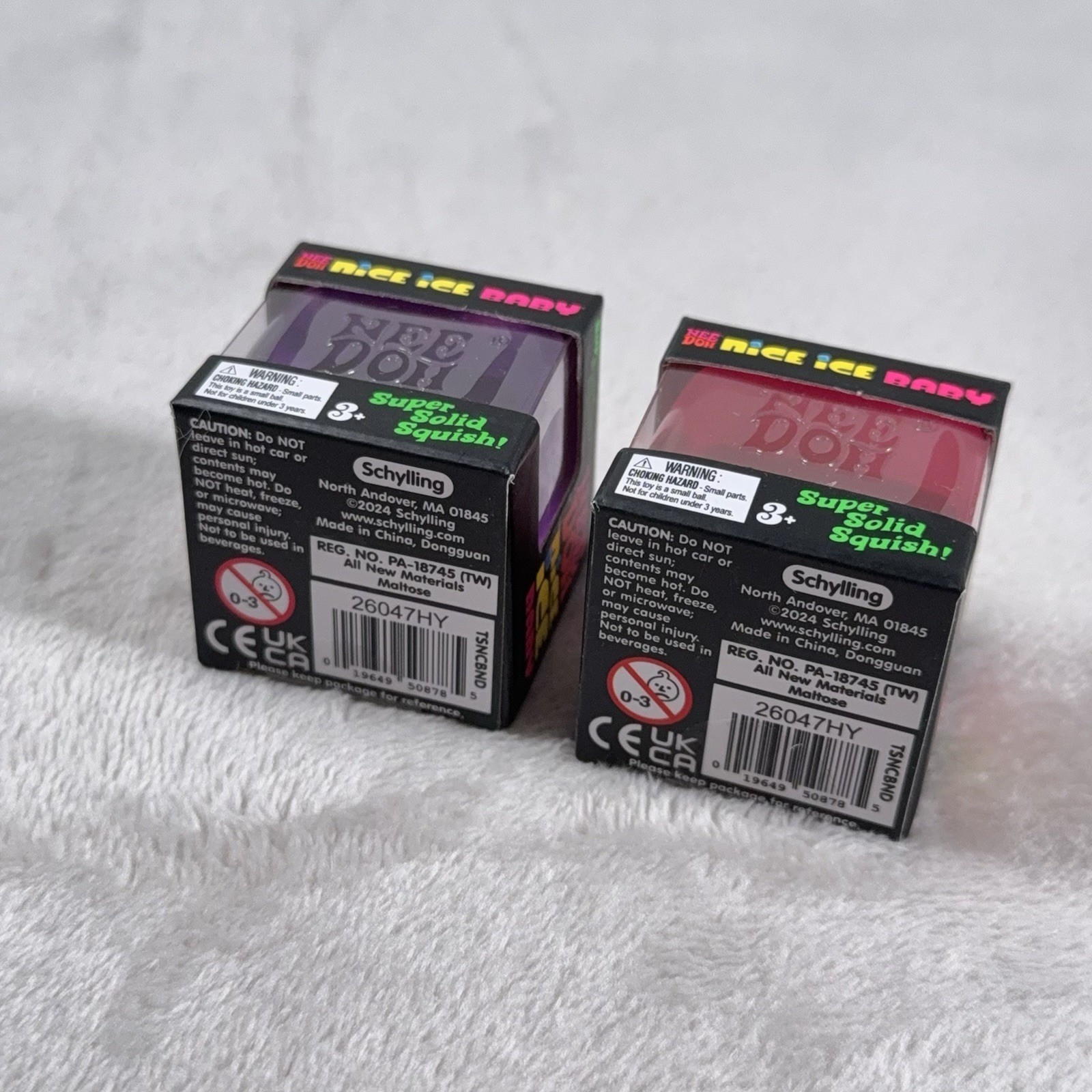 NeeDoh Nice Ice Baby 1”size – 2 Pack Sensory Toy NEW Purple & Red NIB