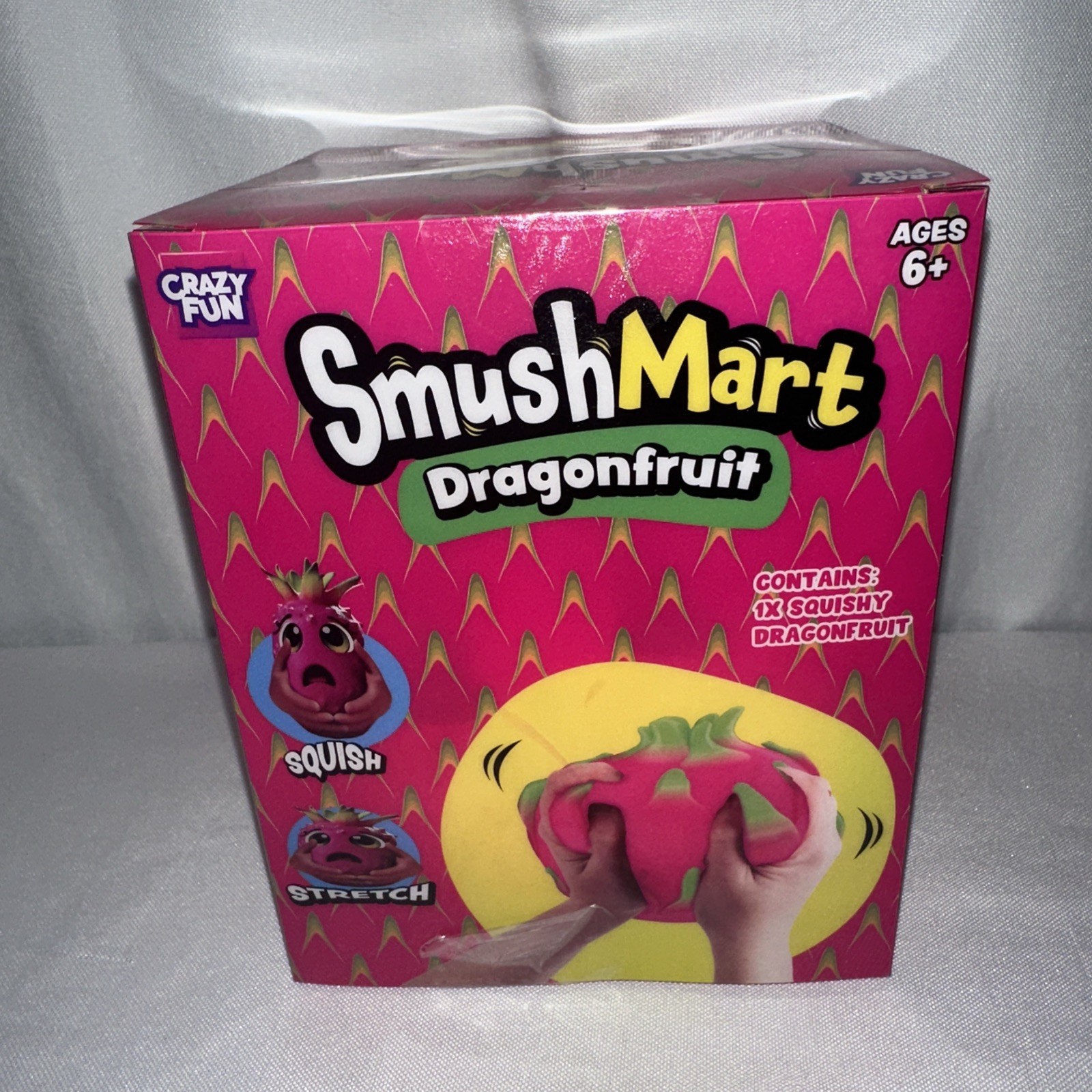 Crazy Fun RMS SmushMart Dragonfruit Squishy Squeeze Toy Ages 6+ Pink/Green